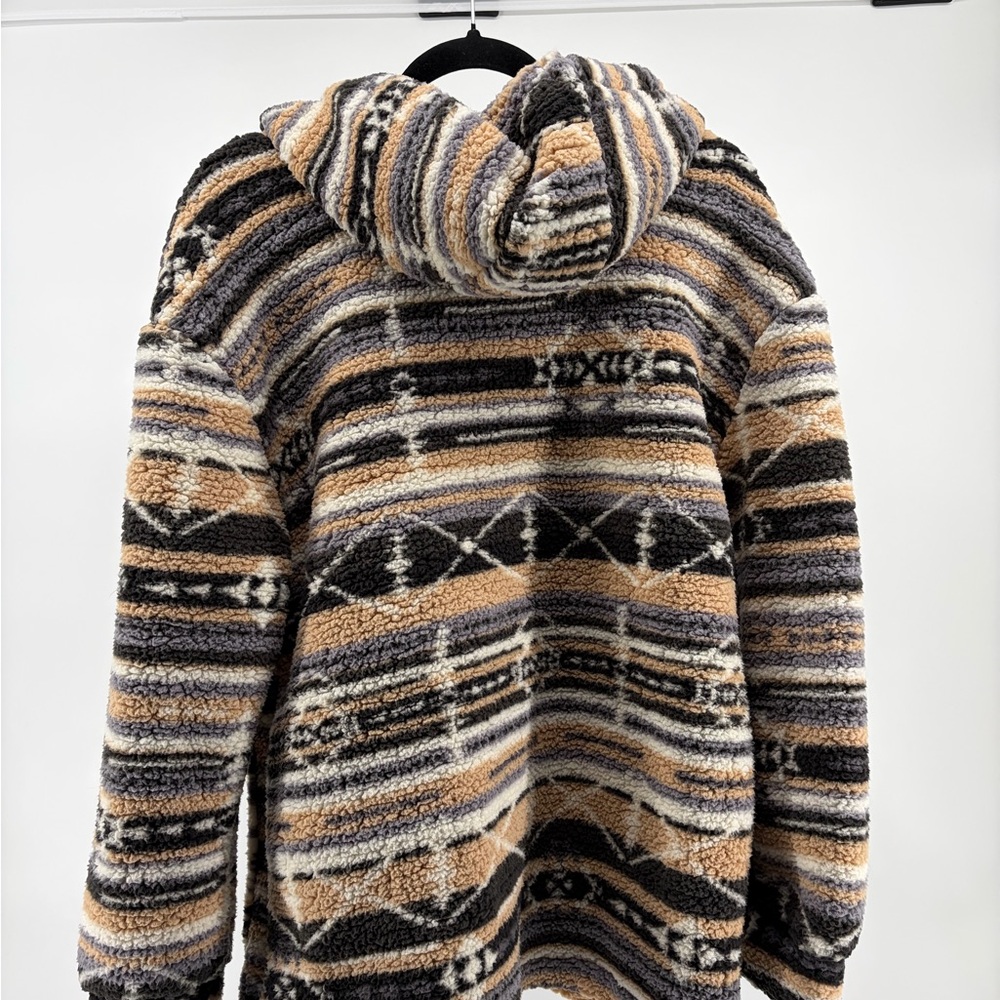 Sabrina Lauren Sherpa Sz XL Southwestern Aztec Cowgirl Boho Hooded Jacket NWT - Picture 3 of 6